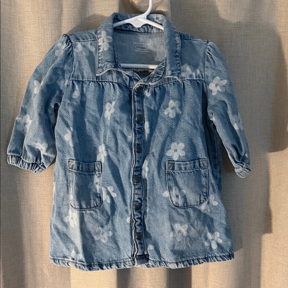 Kids Denim Dress with Floral Print